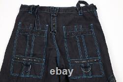 Vtg Y2K Streetwear Mens M Faded Baggy Super Wide Leg Skater Cargo Pants Black