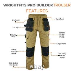 WrightFits Cargo Work Trousers With Black Polo Shirt & Knee Pads Bundle Deal