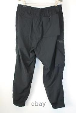 Y-3 Manâs Black Black Drop Crotch Cargo Jogger Trousers Size M