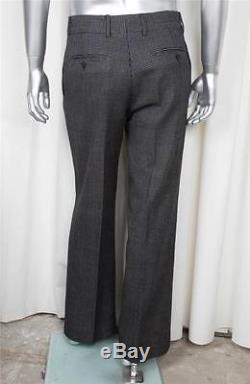 YVES SAINT LAURENT Mens Black Patterned Wool Flat-Front Dress Pant Trouser 44/30