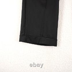 Zanella Bennett Natural Stretch Black Wool Pleated Cuffed Dress Pants 36/30 High